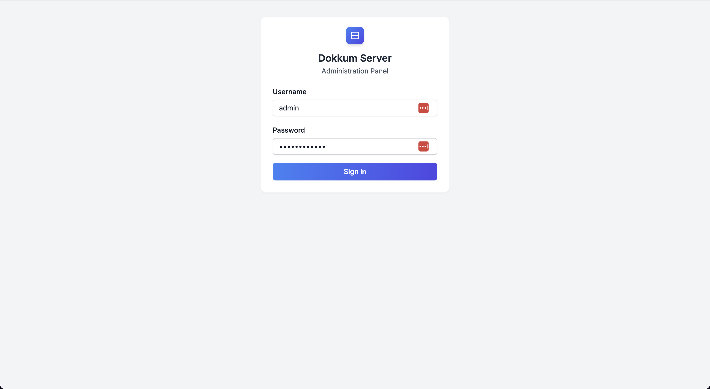 Dokkum Login Screen